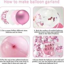 94pcs White & Pink Balloon Arch Kit - 5+10+18 Inch White & Pink Latex Balloons For Baby Shower, Birthday, Engagement Party, Gender Reveal Balloon Decoration - Pink - View 4