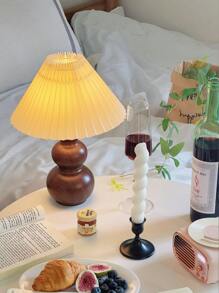1 Stück LED Lampe mit Holzoptik, Metall, Retro Stoff zerknitterter Lampenschirm für weiches Licht, nordischer, italienischer Stil, rustikales Wohnzimmer Schlafzimmer, modern minimalistisches Design, als Geschenk zu Neujahr/Valentinstag geeignet, USB betriebene Tischlampe mit warmem Licht für Camping, romantische, elegante Atmosphäre, Nachttischlampe mit minimalem Design