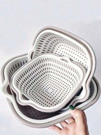 6个蔬菜沥水篮塑料洗菜篮家用加厚果盘客厅茶几沥水篮厨房圆形洗菜盆