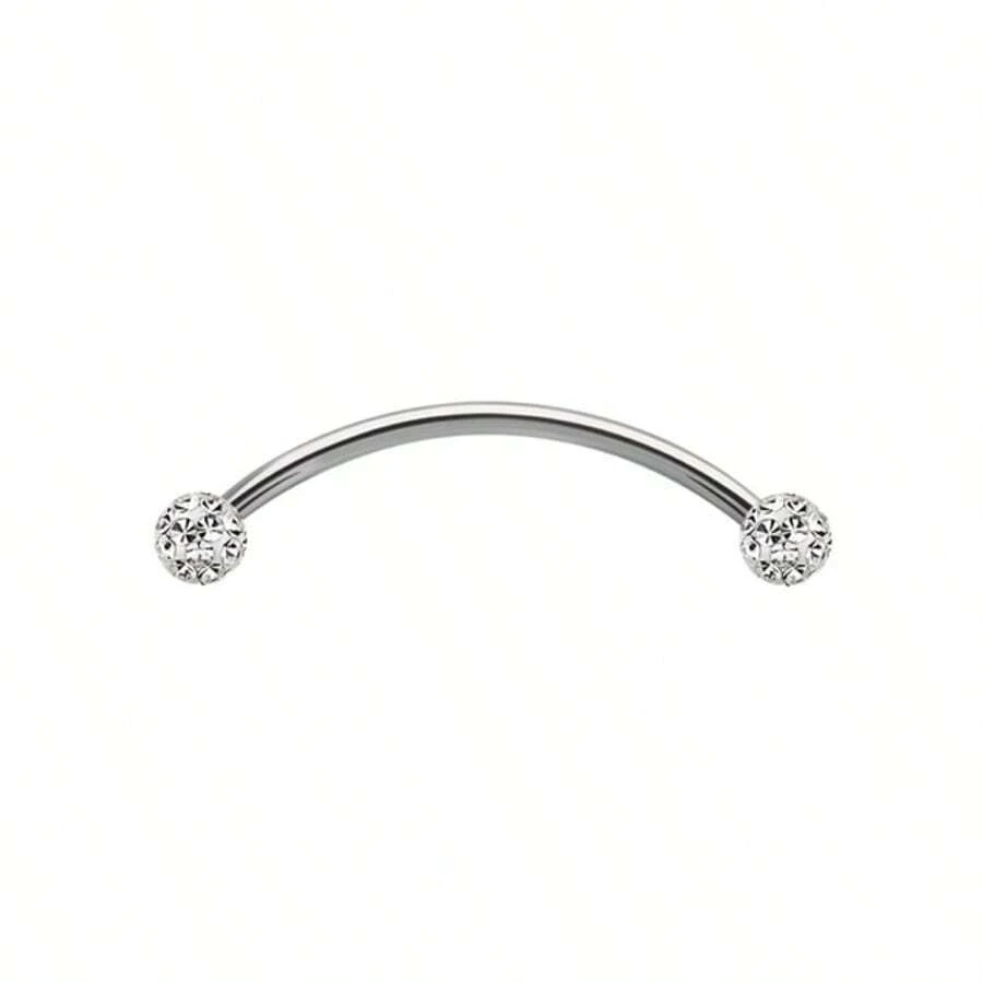 Solid Titanium Ferido Balls Snake Eyes Tongue Barbell Rings 14G - 無色 - 查看 1