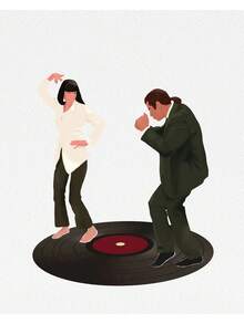 低俗小说电影场景海报杰克兔之舞帆布画现代墙面艺术塔伦蒂诺电影院客厅家居装饰节日和生日礼物、办公室装饰布置艺术品可选框架﻿ - 彩色 - 查看 18