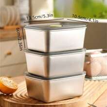 1pc/2pcs SUS304 Stainless Steel Food Storage Containers With Airtight Lids, Thickened Meal Prep Containers For Camping, Picnic, Refrigerator Food Storage