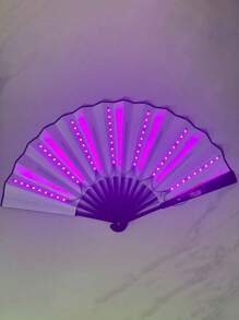 Abanico plegable LED con luz para fiesta, grande, de mano, de colores brillantes, sin baterías incluidas, para regalo, presentación, boda, cumpleaños, decoración del hogar, discoteca, accesorios fluorescentes, cosplay, que brilla en la oscuridad
