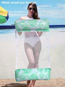 1 pieza Hamaca inflable con forma de hoja, perfecta para fiestas de verano en la piscina y la playa, tumbona flotante para adultos para relajarse, balsa para piscina, regalo para vacaciones, esencial de playa, accesorios de playa - Multicolor - Ver 5