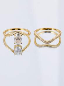 2pcs/Set Fashion Unique Oval Moissanite Ring, Gift For Women Engagement/Wedding/Anniversary