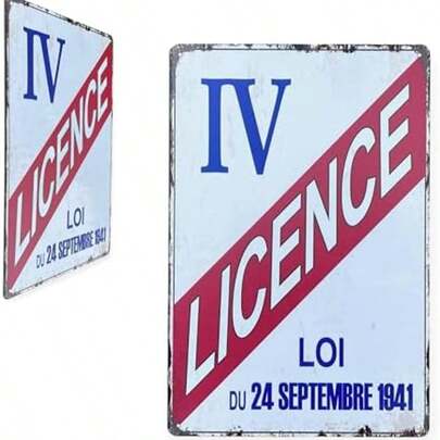 复古装饰金属标牌 - 许可证 IV - 饮酒和酒精流通授权 - 许可证 4（20 X 30 厘米）