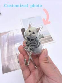 1pc Customized Photo Acrylic Wall Hook, Can Customize With People, Pets, Cartoon Images, Double-Sided Adhesive Tape Hanger, Storage & Organization Tool To Enhance Home/Office Space, Great Gift For Family & Friends