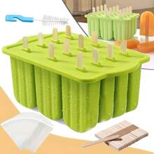 2025 New Popsicle Ice Maker Molds, Summer Hot Ice Maker Tray, Ice Cream Tools With Wooden Stick Silicone Popsicle Molds. Custom Mini Silicone Ice Cream Popsicle Molds, 12 Pieces Silicone Frozen Popsicle Maker Mold Set With Popsicle Sticks And Cleaning Brush, Easy Release Ice Cream Molds