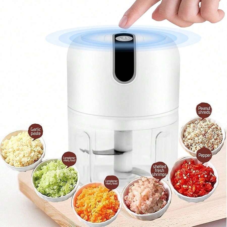 Mini picadora eléctrica de verduras, picadora de alimentos, cortadora de ajo, ensalada, lechuga, cebolla y chile, cortadora de tomates y picadora de carne de jengibre para cocina, picadora portátil USB (250 ml)