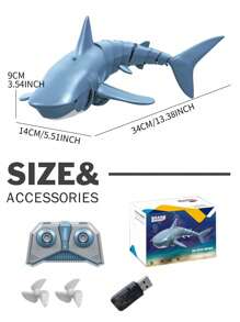1pc Blue Remote Control Shark Toy For Water, 1:18 Scale Realistic Shark Toy, Forward/Backward, Left/Right Turn, Speed Adjustment, Suitable For Swimming Pool, Bathroom, Outdoor, Wonderful Gift, RC Boat Toy, Suitable For Boys And Girls 6-9 Years Old, Summer Toy, Birthday/Christmas Gift