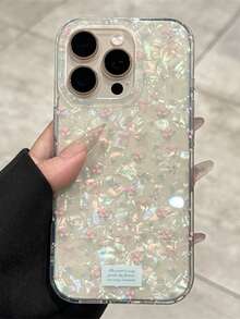 可爱春季花卉蝴蝶结贝壳图案手机壳，兼容 17 Pro Max 16 15 14 13 12 11 Pro Max，精致花朵防震软后盖 - 白色 - 查看 1