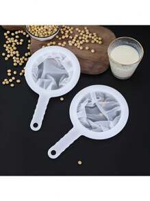 1 pieza Embudo de cocina de nailon con colador y mango, filtro de malla de plástico para leche de soja, jugo y uso doméstico - Herramienta de filtración con drenaje de residuos