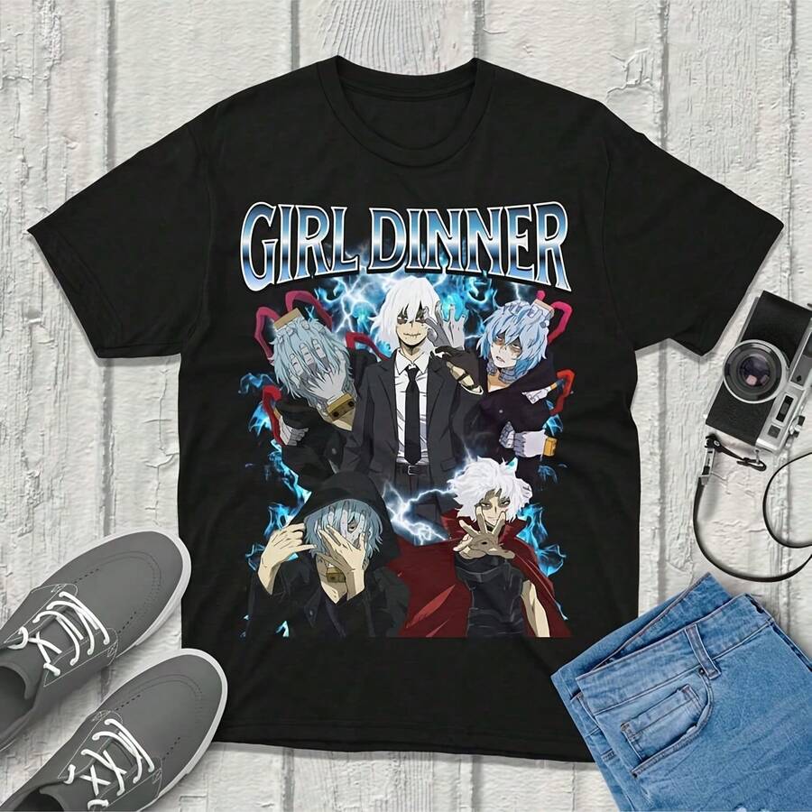 Shigaraki  T-Shirt Uni Vintage Streetwear MHA Shirt Anime Rel Fanmerch MHA Mercdise Perfect Anime Gift  Him_T-Shirt For Women, 220g Heavyweight Cotton Be Yourself Tee With Motivational Quote, Loose Fit Crew Neck Short Sleeve Top Designed For Curvy, Full-Figure, Or Oversized Style Lovers, Comfortable And Flattering Everyday Shirt For Women Of All Shapes, Breathable Fabric With Beautiful Butterfly And Star Print, Aesthetic Empowerment Tee For Confidence And Positivity, Great For Spring Summer Wear, Lounge, Travel, Or Casual Work Days, Fashionable Top For Big Girls, Body-Positive Message, Ideal Gift For Sister, Wife, Or Friend Who Loves Comfy Looks - 黑色 - 查看 1