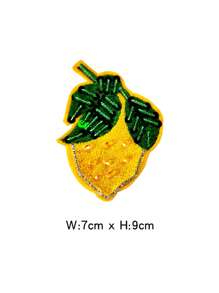 1pc Creative Yellow Lemon & Peach Fabric Embroidered Patch, Hat/Clothing Decorative Accessory