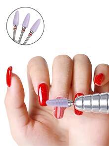 1pc Purple Ceramic Corn Head Step Nail Tool Polishing Head Peeling And Unloading Nail Drill Used For Electric Drill Bit Milling Cutter Nail Drill Bit Polishing Head Tool Accessories - Purple - View 3