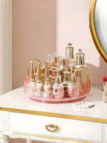 Rotating Cosmetic Storage Box, Bathroom Rotating Makeup Rack, Large Capacity Makeup Storage Vanity Organizer, Suitable For Cosmetics, Perfume, Skin Care, Lipstick (Transparent),For Holiday Beach, Bathroom Collection, Bedroom Collection, Large Capacity