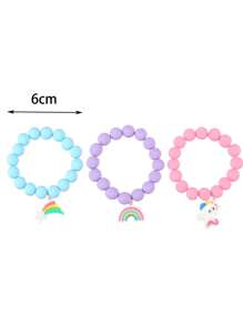 3pcs/Set Rainbow Soft Rubber Bracelet Candy Color Bracelet Sets, Gift For Women To Decorate & Match With Daily Outfits