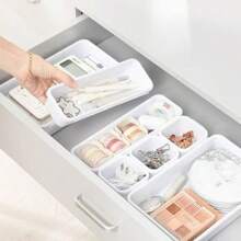 Set organizer per cassetti da 8 pezzi, sistema di organizzazione dei cassetti in plastica, organizer per cassetti per calze, biancheria intima, vestiti, pettini, ufficio e elettrodomestici da cucina, tornando a scuola