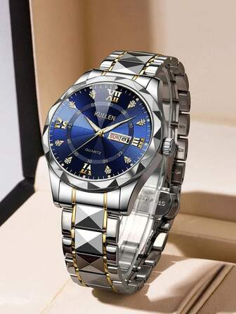 1pc New Luminous Business Calendar Men's Quartz Watch, High-End Fashionable Wrist Watch Suitable For Daily Wear, Can Be Given As Gift To Friends Or Loved Ones