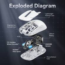 ATTACK SHARK X6 Lightweight Wireless Gaming Mouse With 3 Modes, Wired 2.4G Bluetooth 5.2, Charging Dock With Up To 26K DPI RGB Backlight, Suitable For Laptops