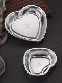 1pc Stainless Steel Creative Heart Shaped Snack Plate, Dessert Dish, Barbecue Tray, Fruit Salad Bowl