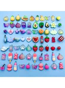 10/20/30/50/100/Stück bunte Harz Charms - verspieltes Tier, Obst & Lebensmittel Serie - bunter DIY Schmuckherstellungs-Set für Halsketten, Armbänder, Ohrringe - langanhaltend, leicht & farbbeständig - ideal für Bastelbegeisterte, Schmuckherstellung Zubehör