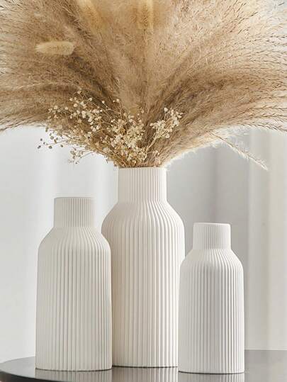 1pc Wit Ceramic Vase, Boho Vases Home Moderne Farmho Vase Pampas Grass, Flowers, ative Centerpieces Wedding Living Room Bedroom Coffee Tafel Shelf Entryway Flower Glass