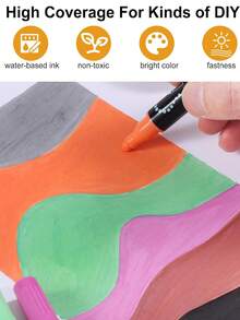 12/24/26/36 Colors Waterproof Dual Tip Acrylic Paint Pens, Dot & Fine Tip Premium Coloring Drawing Markers Set For Wood, Rock Painting, Canvas, Glass, Ceramic Surfaces And DIY Crafts Making Art Supplies,School Office Supplies, Halloween And Christmas Party Supplies