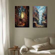 3pcs Modern Fantasy Library Books, Mythical Art, Wall Arts Canvas Posters, HD Printing Optional Frame, Living Room, Bedroom, Bathroom Home Decoration Hanging Paintings ,Wall Art With Frame - Multicolor - View 8