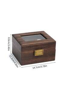 1pc Elegant Wood Grain Leather Watch Storage Box With Glass Window For Stylish Watch And Bracelet Display, Perfect For Valentine's Day, Back To School, Christmas, And New Year Gift Giving, Ideal For Watch Collectors And Fashion Enthusiasts, Organize Your Timepieces With Class And Sophistication