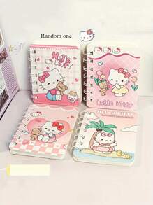 Sanrio 1pc Sanrio Cartoon Notebooks, Mixed Color, Paper Material, Plain Ruling Type, For Gift