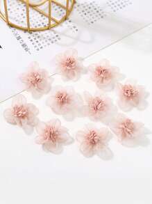 10pcs Soft Sheer Fabric Mini Flower Decor, Faux Flower For DIY Headpiece, Brooch, Hair Clip, Clothing Accessories, Home Decor, Bedroom Decoration