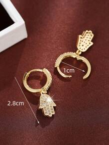 1 Par de pendientes tipo clip de mariposa con microincrustaciones de circonita en color dorado, adecuados para uso diario