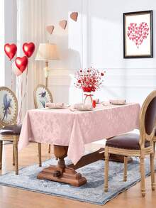 1 pieza Mantel rectangular de jacquard repelente al agua y a prueba de salpicaduras con patrón de hojas caídas, tela gruesa, adecuado para cenas, reuniones y días festivos - Rosa - Ver 3