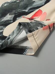 Japanese Style Crane Printed Loose Kimono Cover Up, Vintage Minimalist Jacket, Unisex Casual Spring/Summer Beach Wear, Street Style, Travel, Vacation, Cosplay Costume