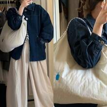 Bohemian Women's Shoulder Bag Embroidered Pattern Nylon Bag Large Capacity Cloth Bag Lightweight Foldable Storage Bag Commuter Bag Fashion Bag Travel Bag Large Capacity Tote