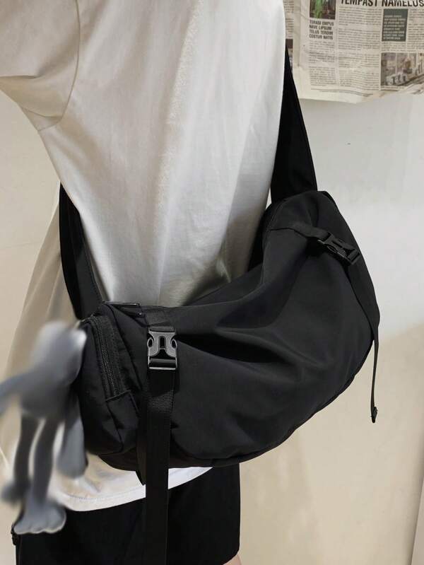 Sac bandoulière grande capacité pour homme, sac à épaule étanche, sac messenger mode polyvalent, sac à dos pour étudiant, convient pour les sorties et les trajets quotidiens, sac homme de couleur unie, sans accessoires décoratifs