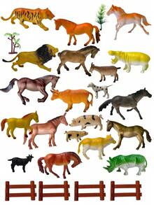 KIT 33 Toy Animals Miniature Forest Farm Dinosaurs Miniature Toy Animals - FARM - APPROX. 26 PIECES - View 1