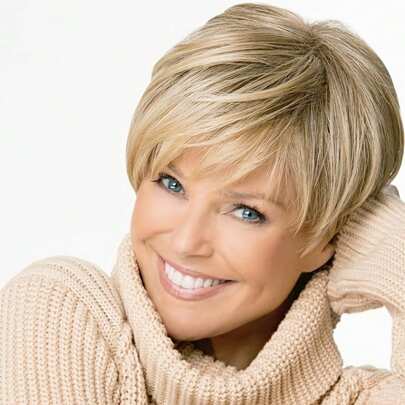 [Short Ombre Blonde Pixie Cut Wig] Elegant Honey Brown Pixie Cut Wig For Women - Highlight Ombre Blonde, Layered Short Synthetic Hair With Bangs, Heat Resistant, Perfect For Daily Wear, Short Hair Wig, Straight,