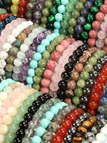 1 件 8 毫米天然石水晶和玛瑙珠手链，能量平衡瑜伽冥想友谊珠宝，适合女性日常佩戴