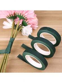 1/3/5 rouleaux de papier de ruban adhésif vert pour bouquet de fleurs - matériau en nylon durable, parfait pour les fleurs DIY, les décorations de mariage et de fête, les arrangements floraux, les essentiels de la décoration d'événement Rouleaux empilés avec soin Ruban facile à utiliser