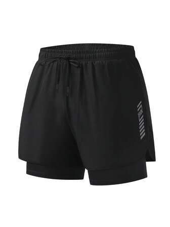 男士运动短裤 - 弹性、不透视、时尚二合一设计、适合健身和跑步、可机洗