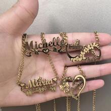Atoztide personalisierte Namenskette für Frauen, aus Edelstahl mit Herz-Gravur und Namensplakette, Choker-Gliederkette, Schmuckgeschenk 250409