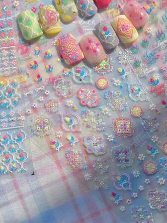 Bohemian Nail Decals, Elegant Nail Stickers With Floral Prints, Suitable For Children, Perfect For DIY Manicure