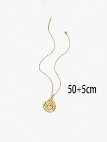 1pc 18K Plated Stainless Steel Starfish & Swirl Pendant Necklace, Fashionable For Commute, Personalized, Layering, Street Style, Date, Beach & Travel - Gold - View 3