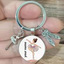 Personalized Name Ballerina Keychain, Ballet Girl Dance Shoes Keychain, Private Customization - Multicolor - View 8