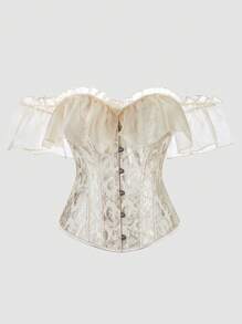 Women's Off Shoulder Jacquard Waist Corset Lace Strap Tops, Suitable For New Year Party, Valentine's Day, Holiday, Halloween Costume