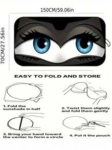 1 pieza Parasol para parabrisas de carro, Visera solar plegable con forma de ojo de carro divertida, bloquea los rayos UV para mantener el interior del carro fresco, Tamaño: 59.06 pulgadas * 27.5 pulgadas