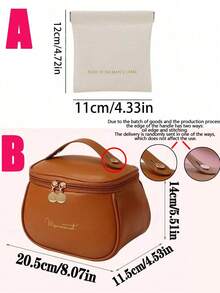 1pc Luxury PU Leather Makeup Bag, Candy Makeup Bag, Hand Bag, Portable Toiletry Bag, Travel Makeup Bag, Portable Makeup Bag, Multifunctional Organizer Bag With Handle, Travel Cosmetic Bag, Toiletry Bag, Travel Makeup Organizer With Dividers And Handle, Waterproof Large Capacity Multifunctional Travel Makeup Bags, Makeup Bag, Storage, Makeup Organizer