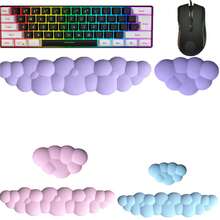 云形键盘腕托，柔软仿皮记忆泡沫腕托/垫，符合人体工程学的防滑桌垫，适用于电脑游戏/笔记本电脑/垫子/可爱办公桌 - 白色 - 查看 7